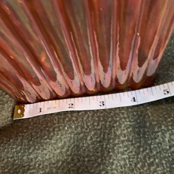 Beautiful heavyweight orange ribbed glass canisters. Both 4 1/2” x 4 1/2”. - Picture 7 of 12